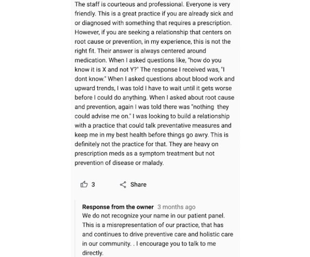 fake google review