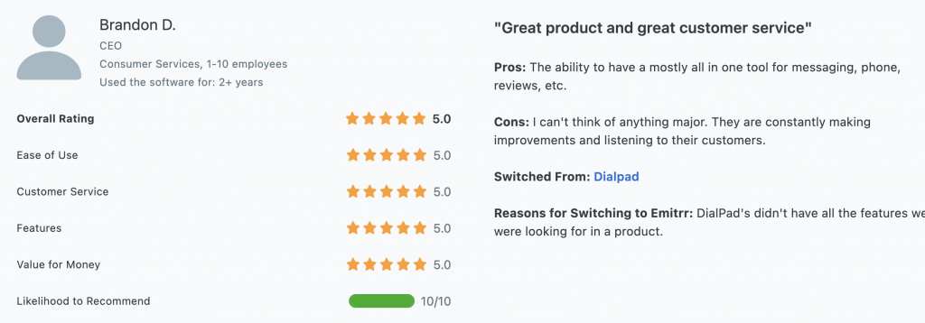 Emitrr Customer Review