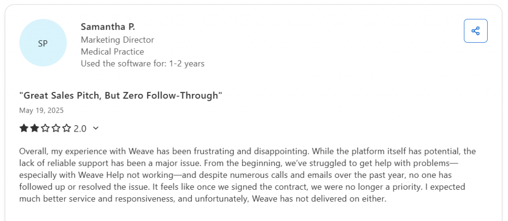 weave customer support review