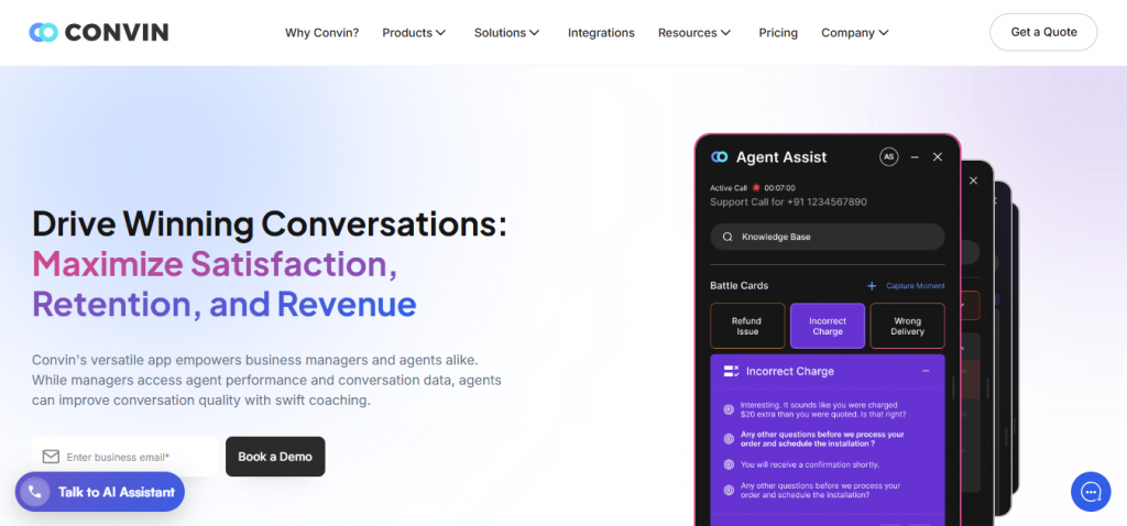 dashboard image of convin ai