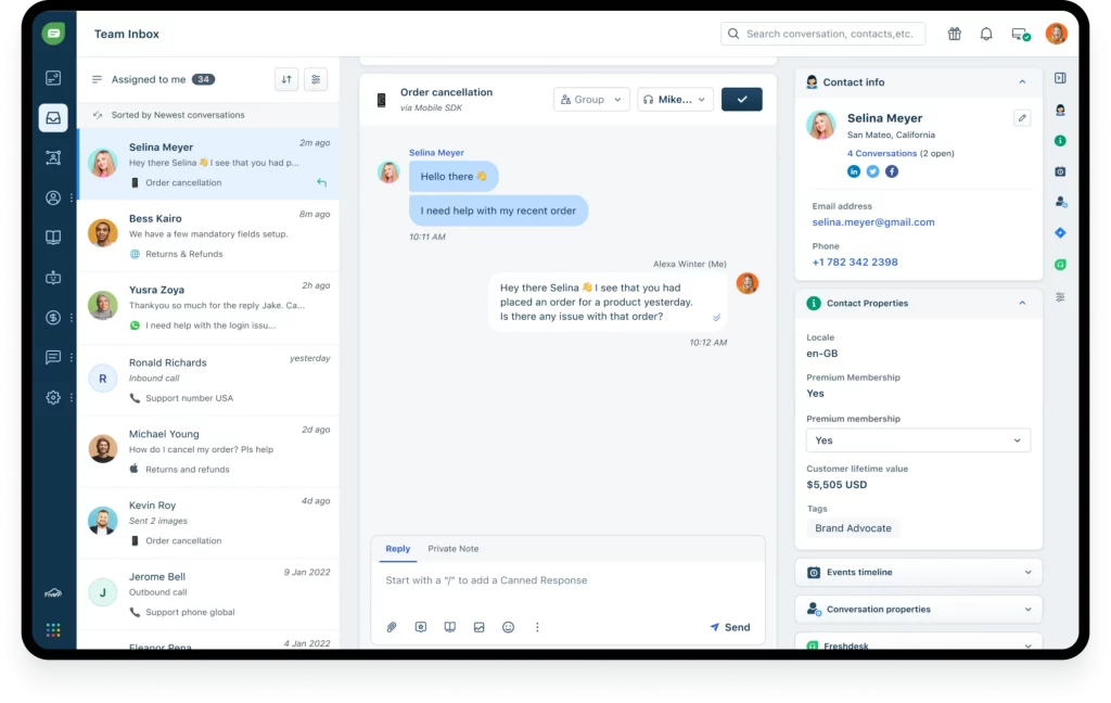 Freshchat dashboard