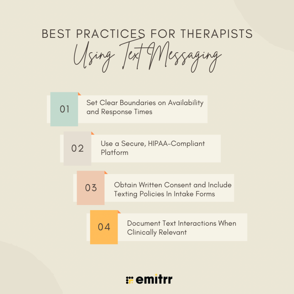 Texting for therapy best practices