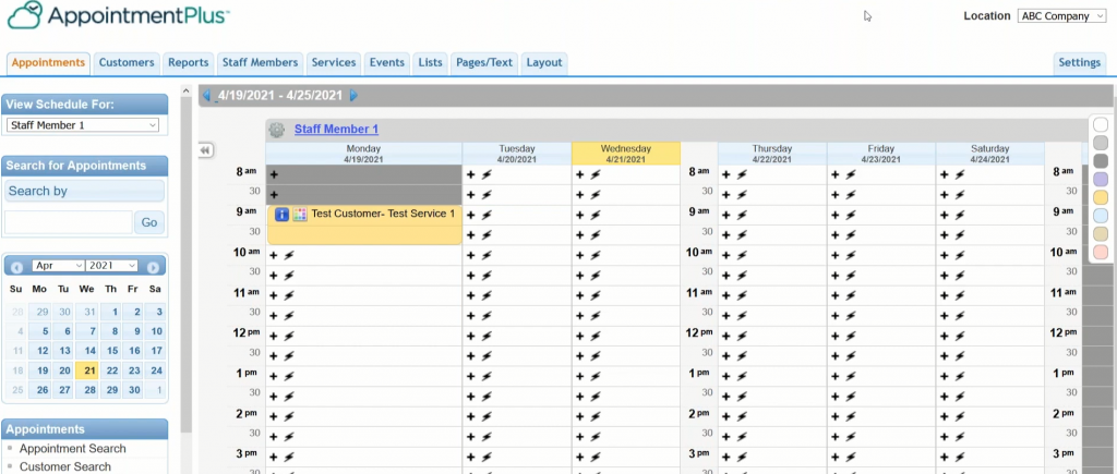 AppointmentPlus dashboard