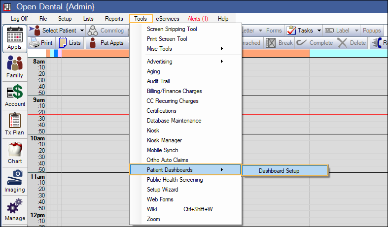 open dental dashboard
