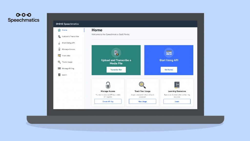Speechmatics dashboard screenshot
