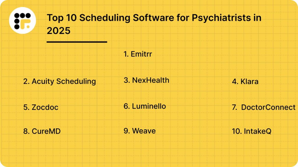 Top 10 Scheduling Software for Psychiatrists in 2025