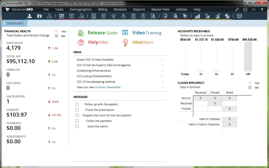 advancedmd dashboard