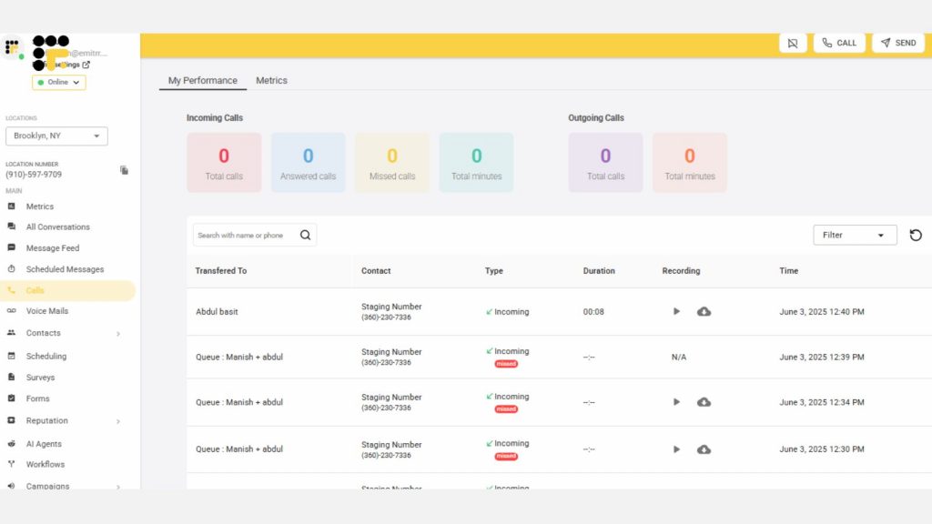 Emitrr voip dashboard