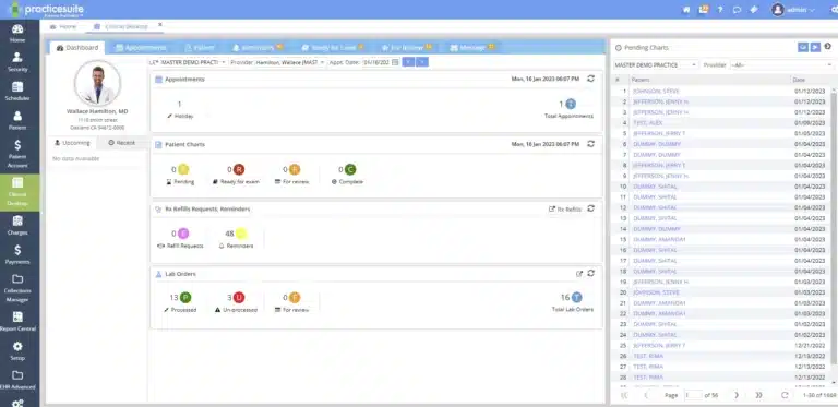 practice suite dashboard image