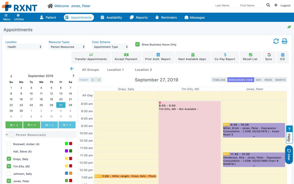 Screenshot showing RXNT patient communication dashboard
