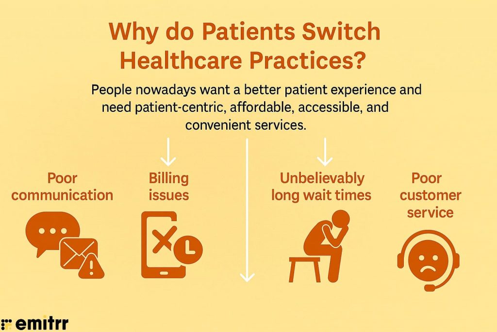 infographic showing why patients switch healthcare practices