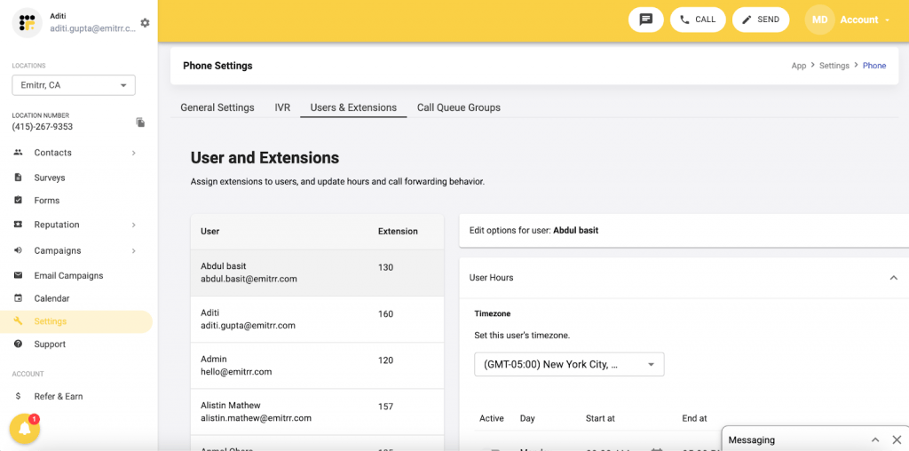User and Extension Management