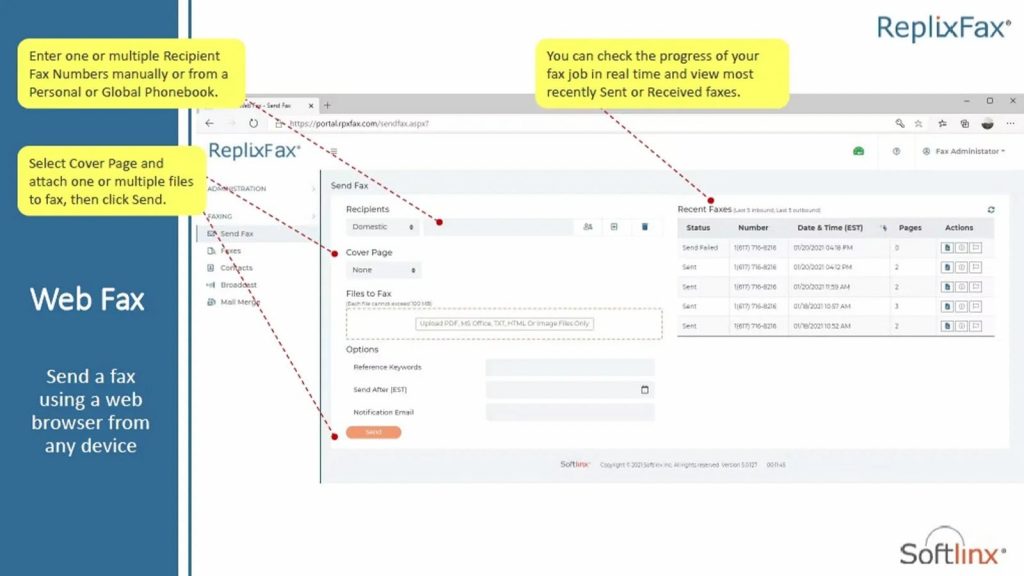 dashboard image of replixfax