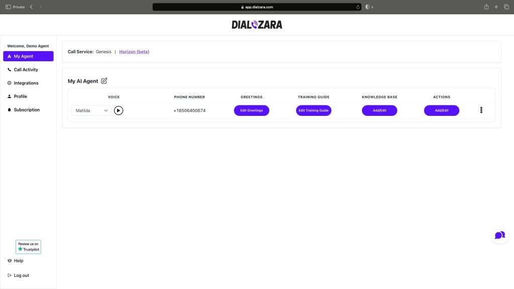 dialzara dashboard