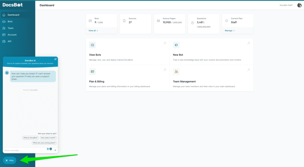 docsbot ai dashboard