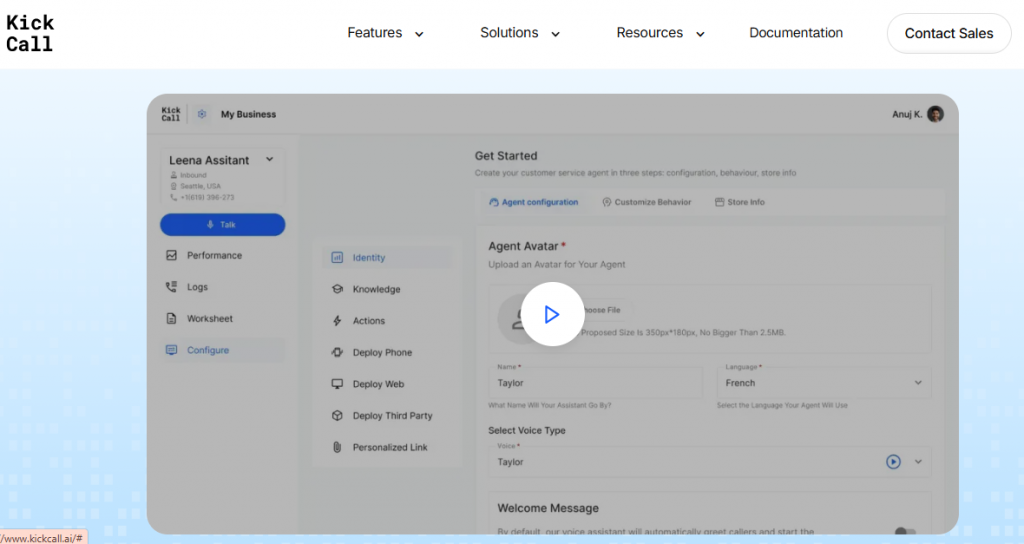 kickcall ai dashboard