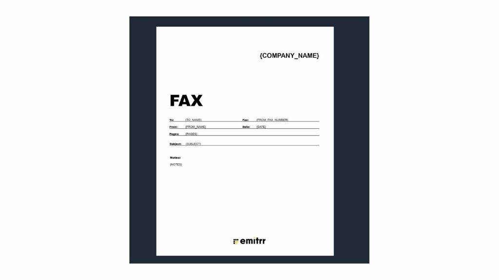 Emitrr HIPAA-compliant fax cover sheet 