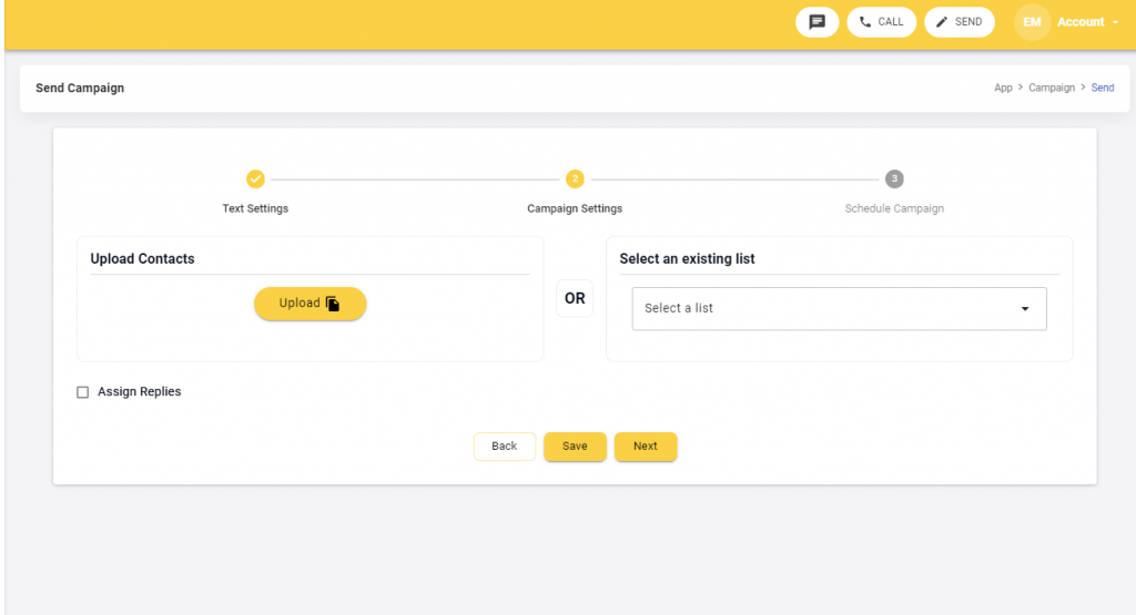 Upload contacts in Emitrr