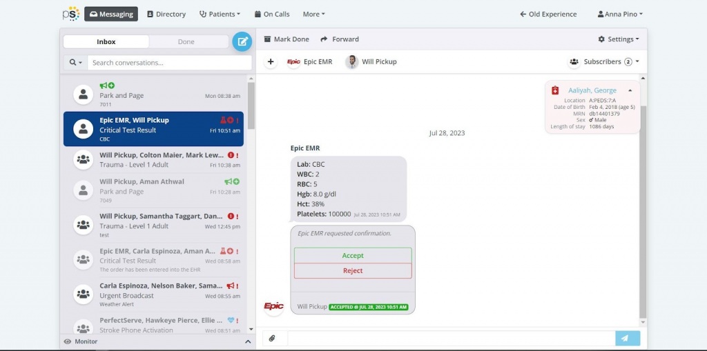 perfectserve dashboard