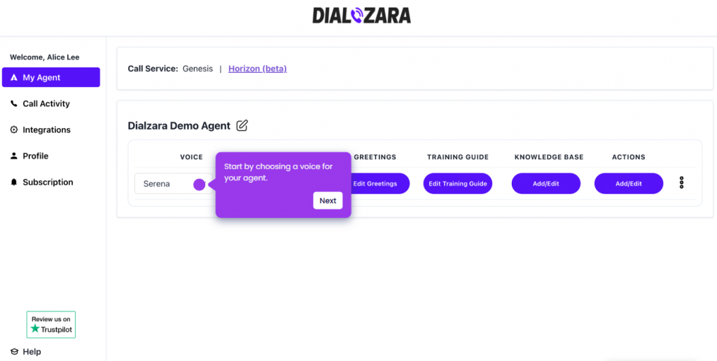Dialzara Dashboard