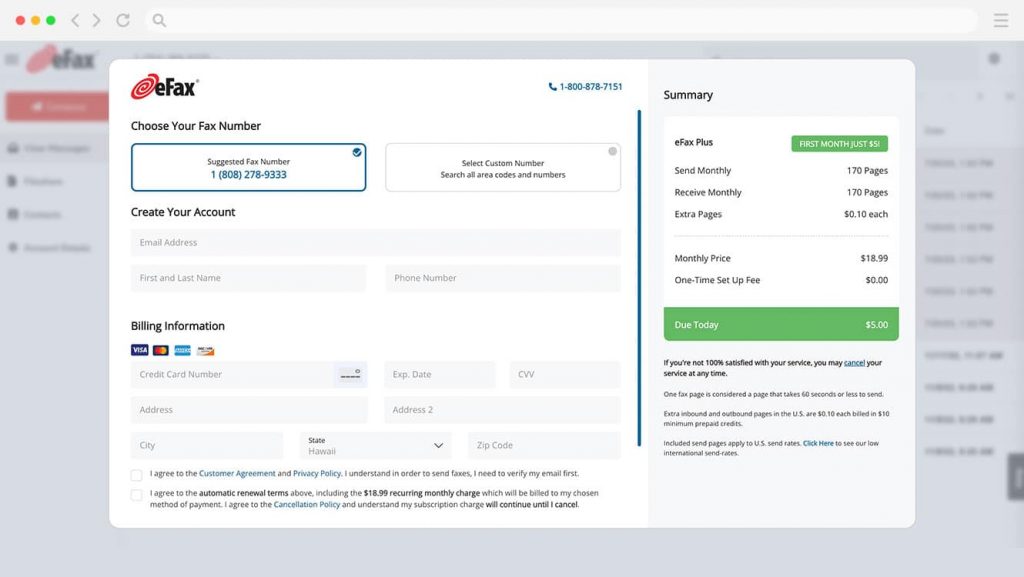 screenshot showing efax dashboard image