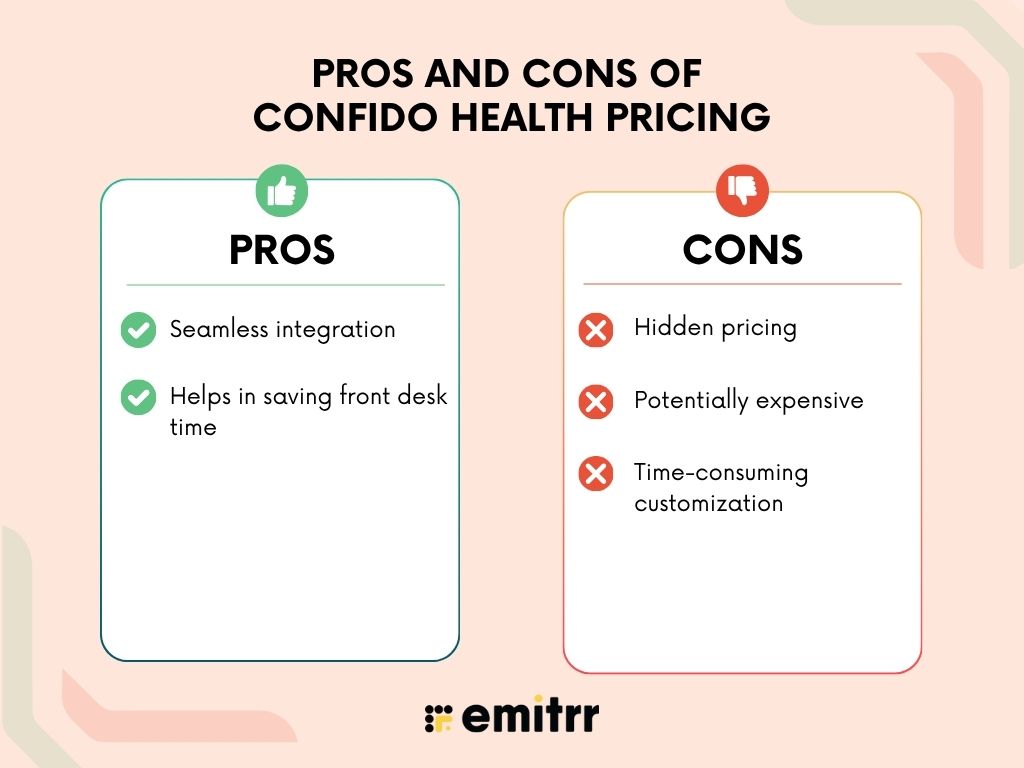 image showing pros and cons of Confido Health Pricing