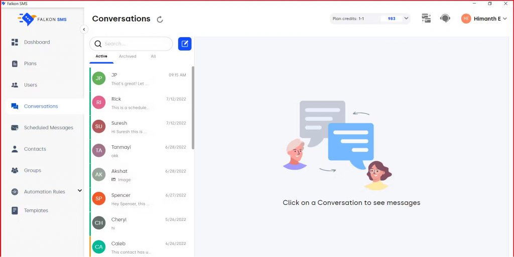 falkon sms dashboard