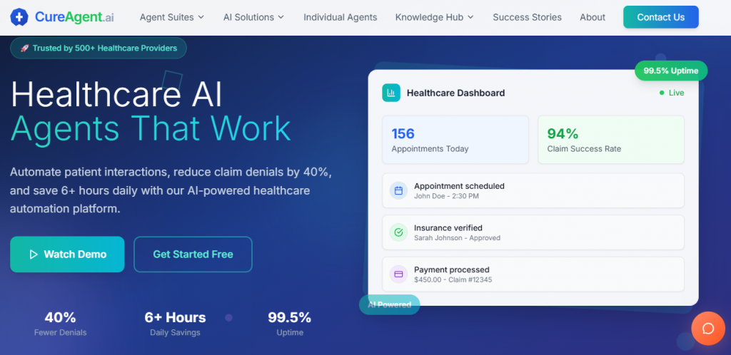 cure agent ai dashboard screenshot