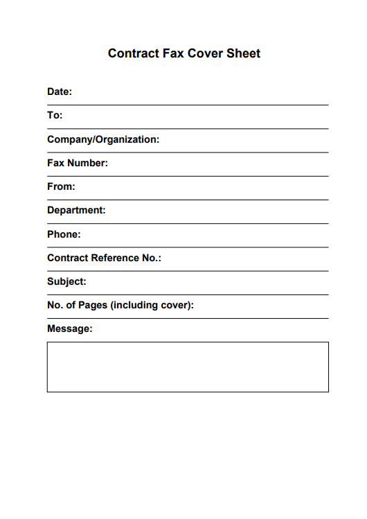 Contract Fax Cover Sheet