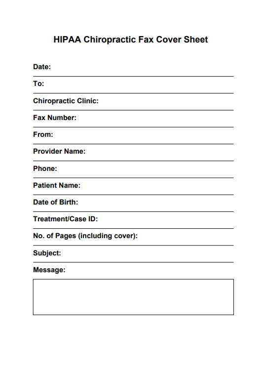 HIPAA Chiropractic Fax Cover Sheet