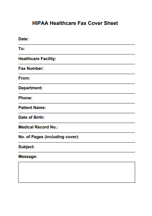 HIPAA Healthcare Fax Cover Sheet