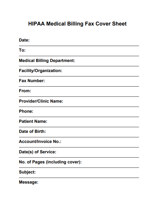 HIPAA Medical Billing Fax Cover Sheet