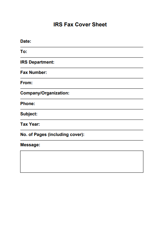 IRS Fax Cover Sheet