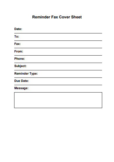 Reminder Fax Cover Sheet