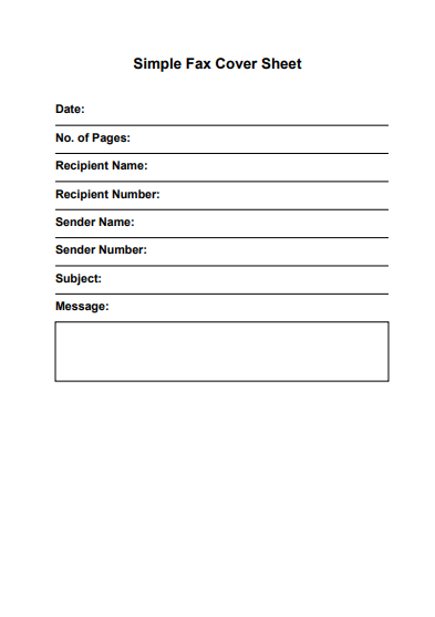 Simple Fax Cover Sheet