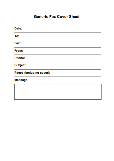 Generic Fax Cover Sheet