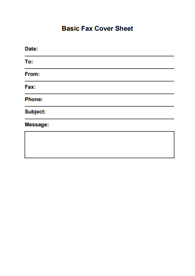 Basic Fax Cover Sheet