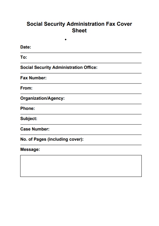Social Security Administration Fax Cover Sheet