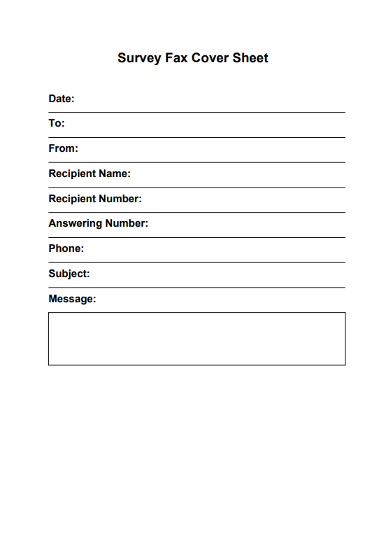 Survey Fax Cover Sheet