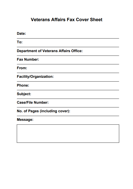 Veterans Affairs Fax Cover Sheet