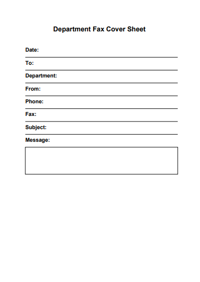 Department Fax Cover Sheet