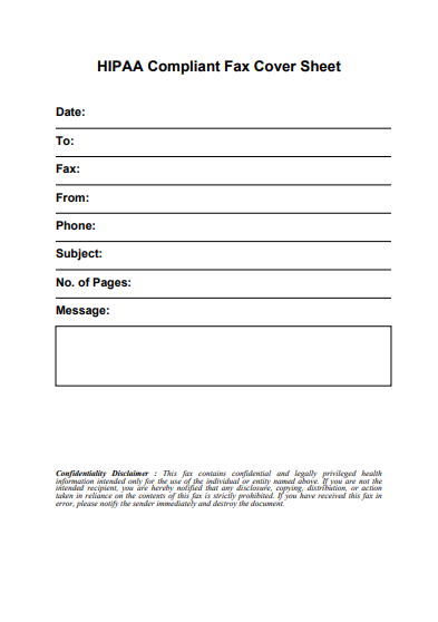 HIPAA-Compliant Fax Cover Sheet