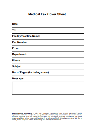 Medical Fax Cover Sheet
