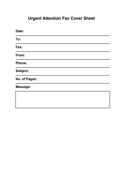 Urgent Attention Fax Cover Sheet