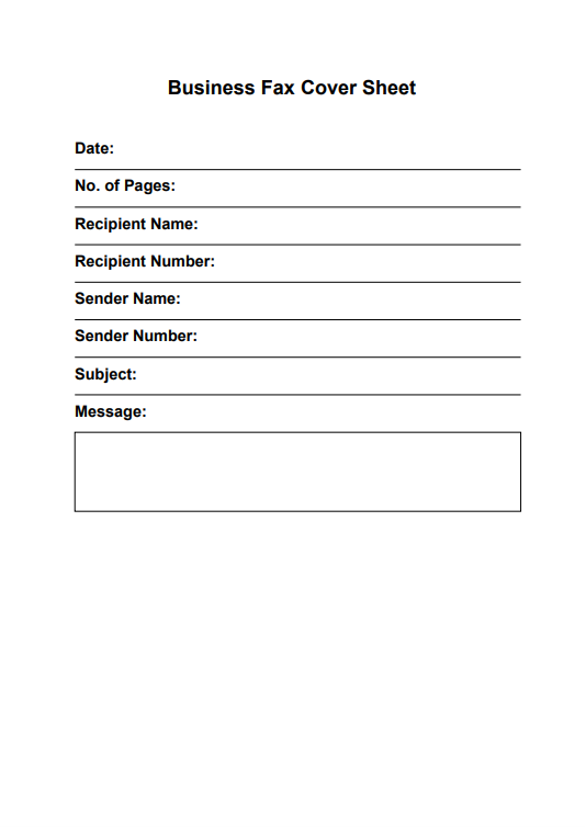 Business Fax Cover Sheet