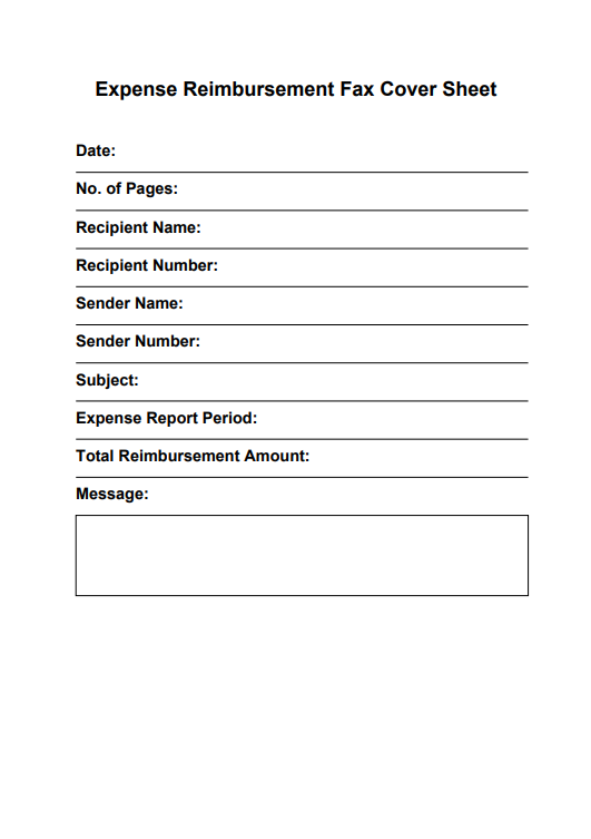 Expense Reimbursement Fax Cover Sheet