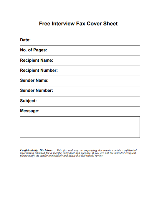Free Interview Fax Cover Sheet