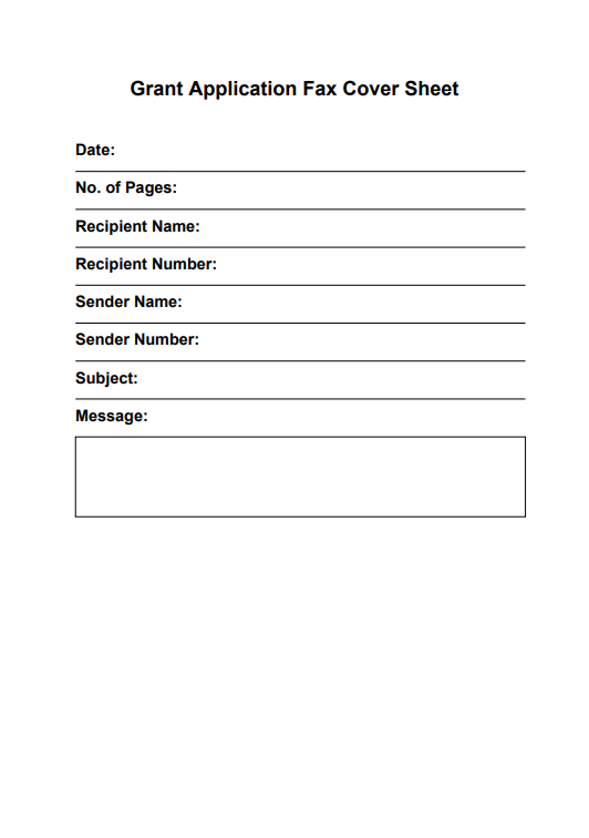 Grant Application Fax Cover Sheet