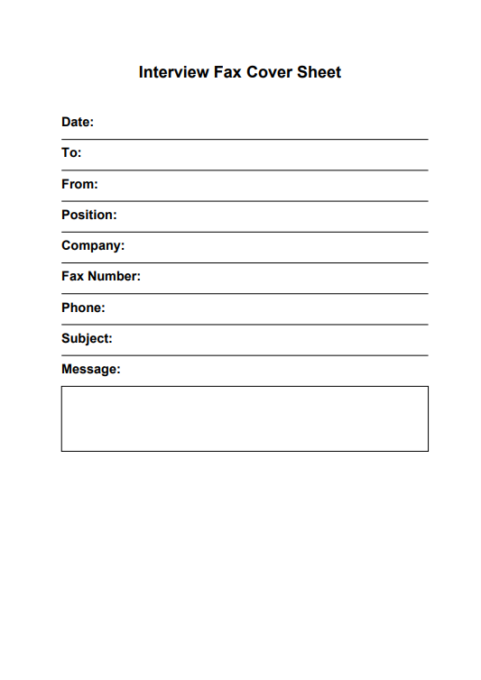 Interview Fax Cover Sheet