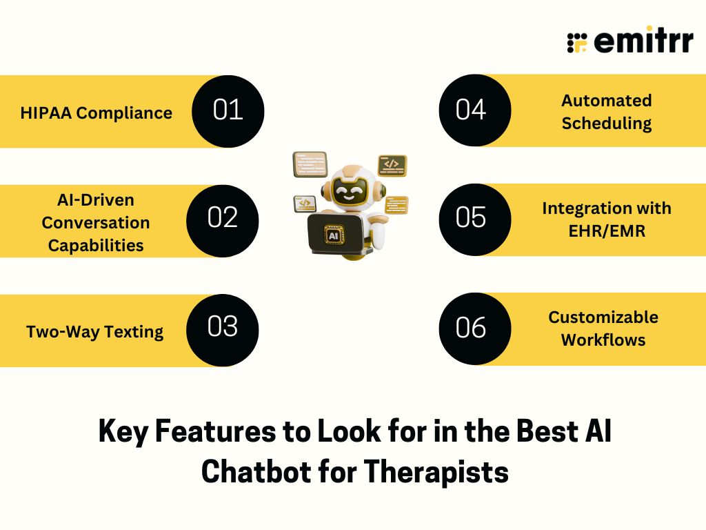 Key Features to Look for in the Best AI Chatbot for Therapists